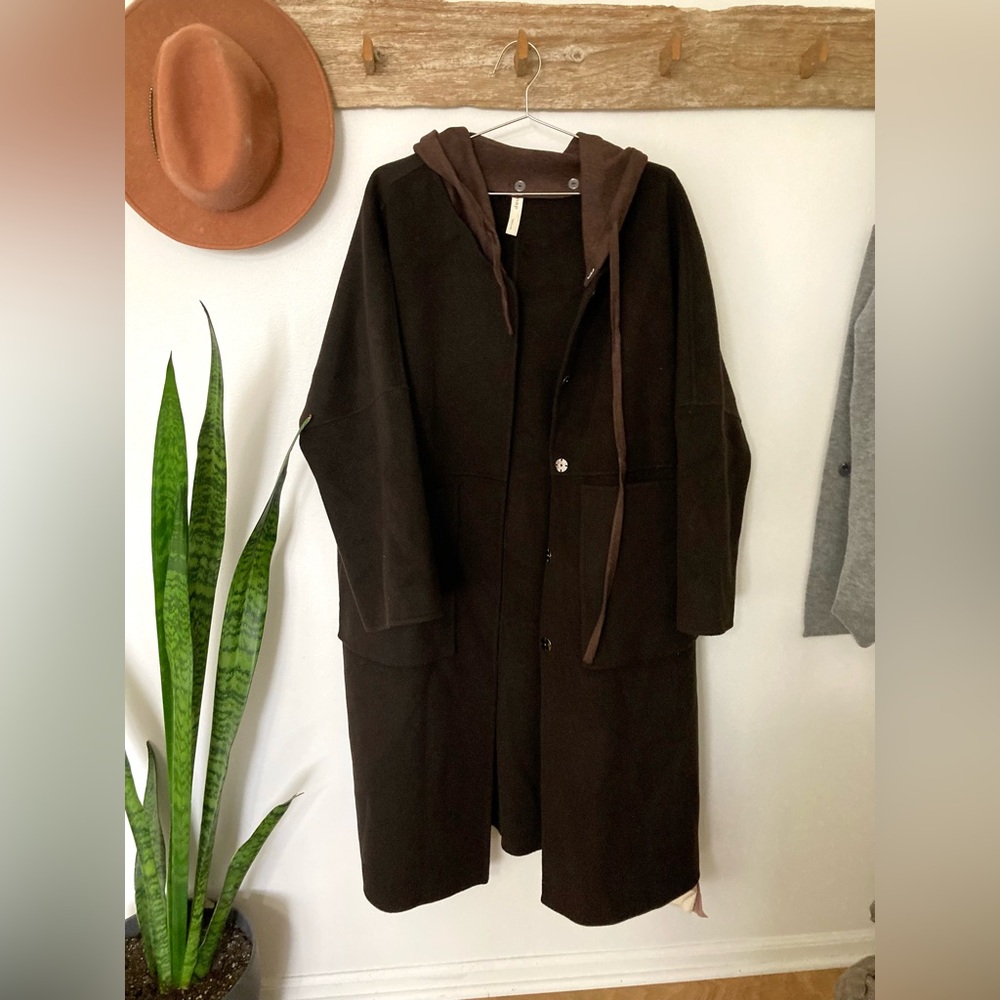 Cashmere and wool coat and lounge duster with hood Nap loungewear